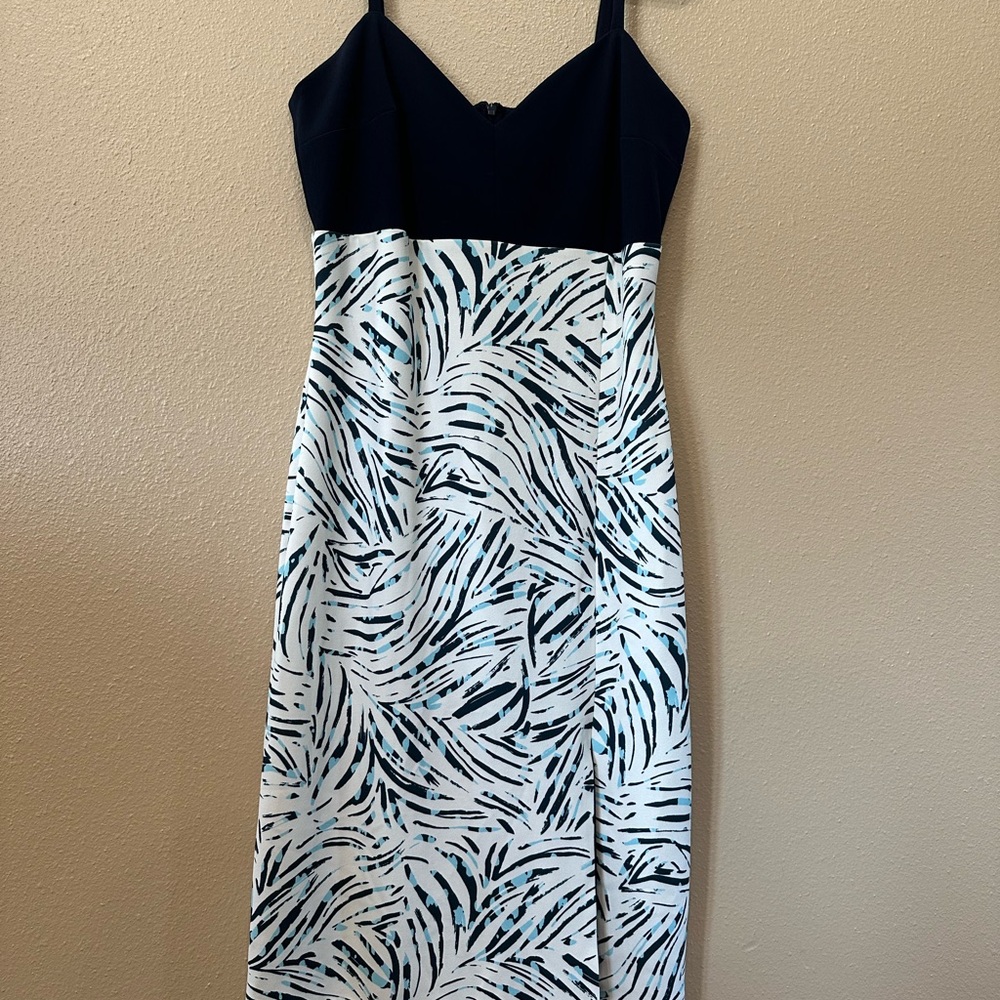 RACHEL Rachel Roy Navy and White Sheath Midi Dress